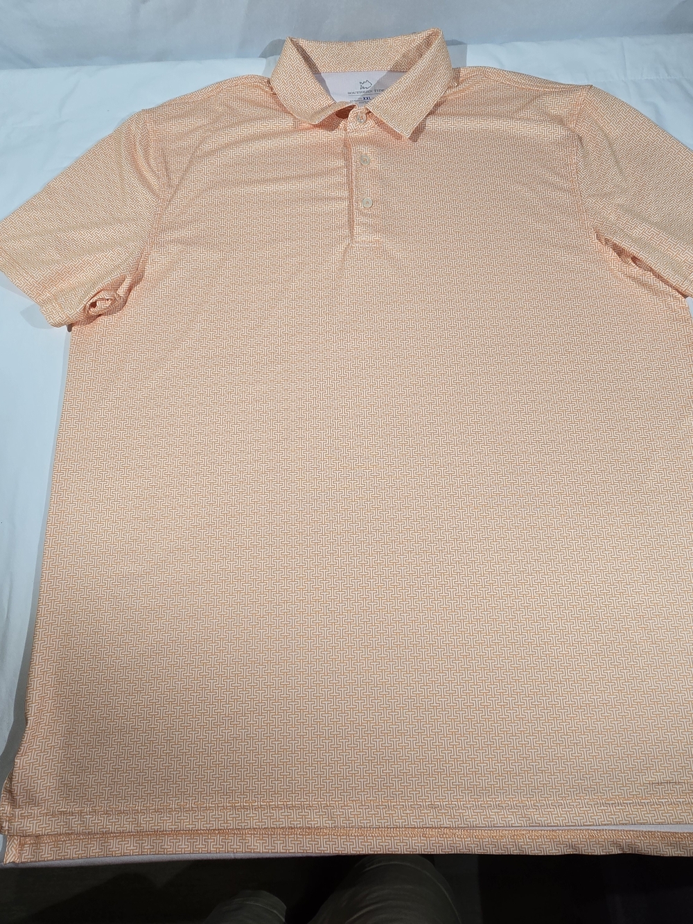 Southern Tide Peach Short-Sleeve Polo with Microprint